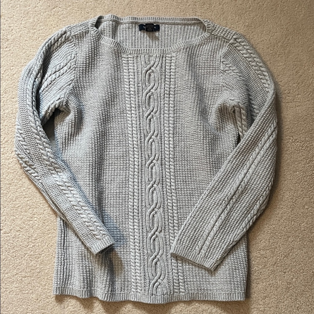 Nautica Light Gray Cable Knit Women's Sweater